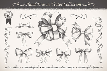 Hand drawn ribbons set
