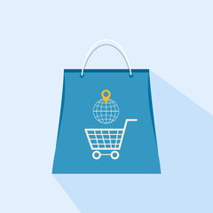 Flat icon shopping bag on a light background