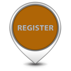 register pointer button on white background