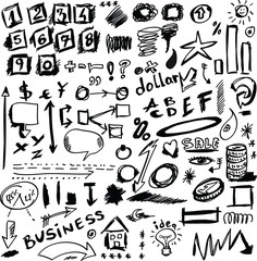 set doodle abstract business icons