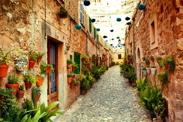 Peel and stick wall murals European Places Street in Valldemossa village