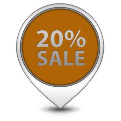 Sale twenty percent pointer icon on white background
