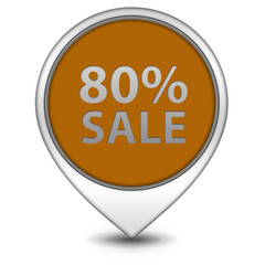 Sale eighty percent pointer icon on white background