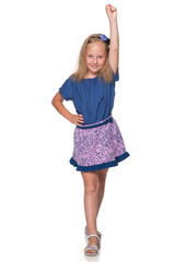 Naklejka premium Successful girl against the white