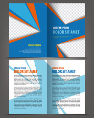 Vector empty bifold brochure print template blue design