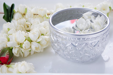 Water in bowl Songkran festival in Thailand