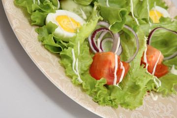 closeup of a fresh salad on the plate