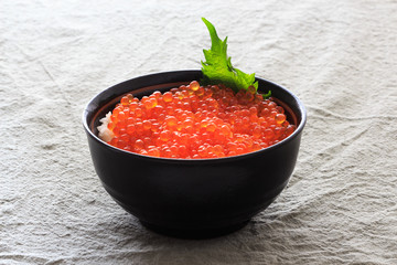 Red Caviar donburi ; Japanese food 