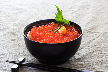 Red Caviar donburi ; Japanese food 
