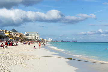 A view of Cancun beach on the Yucatan, Mexico.