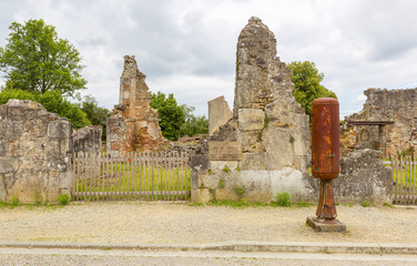 The ruined street of Oradour sur Glane