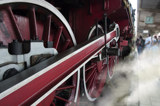 Old locomotive wheels detail