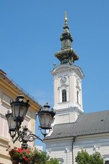 Fototapeta na wymiar Belltower Of Cathedral St. George In Novi Sad, Serbia