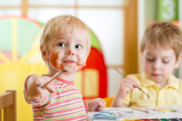 kids painting at home
