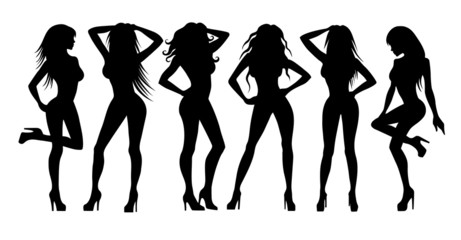 Girls silhouettes on white