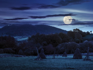 agriculture field in mountains at night