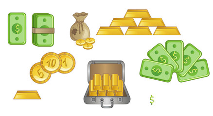 Money icons on white