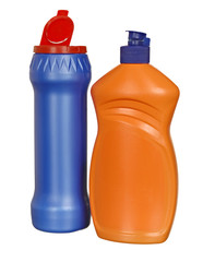 cleaning equipment .colored plastic bottles with Detergent