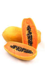 Papaya in white background
