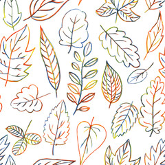 Fototapeta na wymiar seamless pattern with autumn and summer leaves