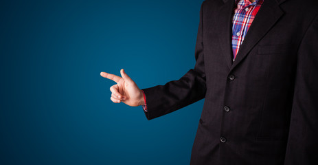 Businessman pressing imaginary button