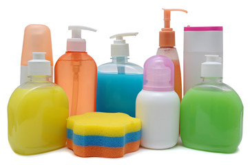 Closed Cosmetic Or Hygiene Plastic Bottle Of Gel, Liquid Soap