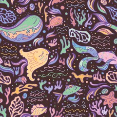 Marine life vector pattern