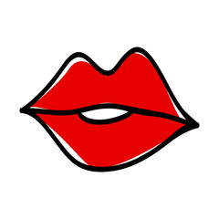 Doodle illustration of a red lips