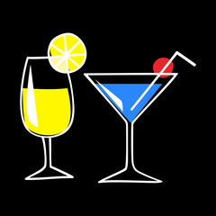 Line art illustration of cocktails glass