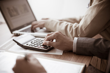 Business people discussing the charts and graphs showing the res