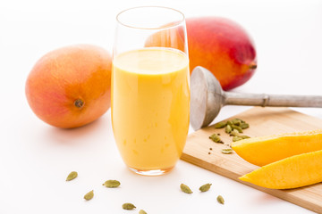Mango Milkshake, Two Mangos And Fruit Slices