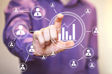 Man with chart business web diagrams icon