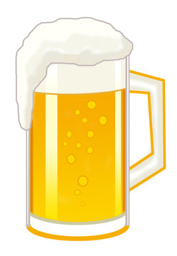 Beer, beer with foam in a transparent mug on a white background