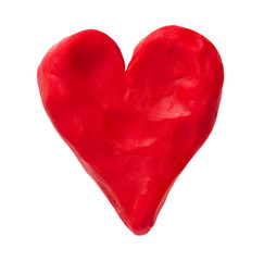 Red valentine heart made with plasticine