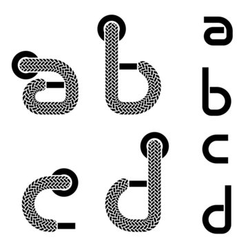 vector shoelace alphabet lower case letters a b c d