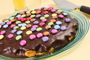 chocolate cake with smarties