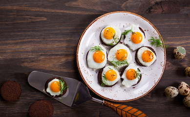 quail egg canapes