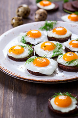 quail egg canapes