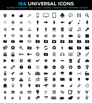 Big set of 154 universal icons - business pack