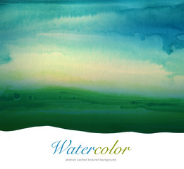 Naklejka premium Abstract watercolor hand painted landscape background. Textured