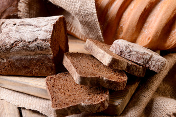 Different bread on table close-up