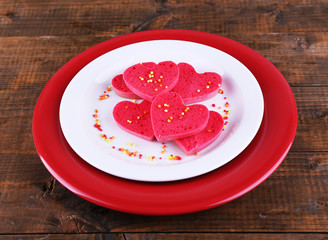 Cookies in form of heart in plate