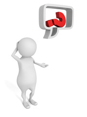 3d man with red question mark in speech bubble