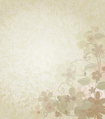 Vintage Background Framed with Corner Border Flowersu