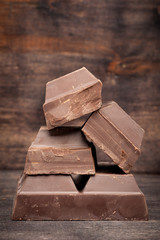  chocolate on wooden background