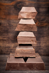  chocolate on wooden background