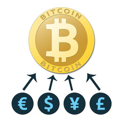 Golden bitcoin virtual currency.