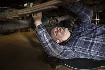 Man under car doing mechanic work