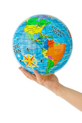 Hand with globe
