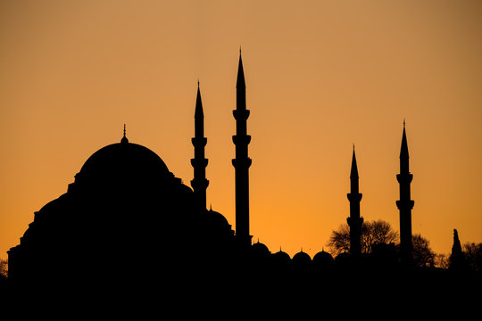 Mosque silhouette at sunset